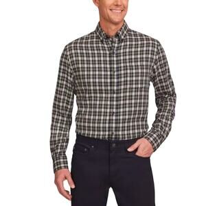 Lands' End Men's Brushed Twill Button-Down Shirt in Multi Size XL